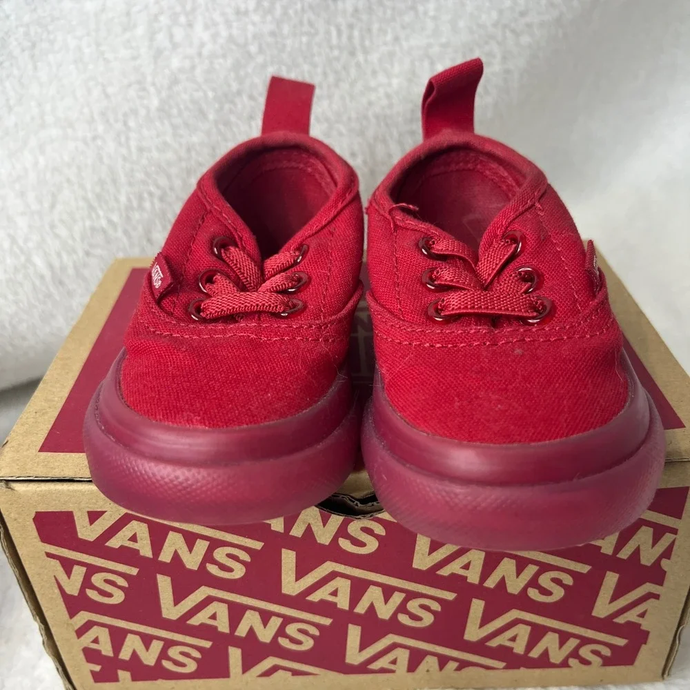 Vans Toddler Authentic Red Canvas Lace Up Sneakers Shoes Size 3 Toddler